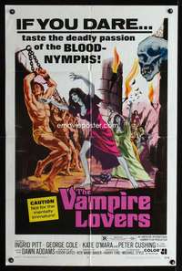 k668 VAMPIRE LOVERS one-sheet movie poster '70 Peter Cushing, AIP horror!