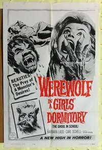 k690 WEREWOLF IN A GIRLS' DORMITORY one-sheet movie poster '63 ghoul!