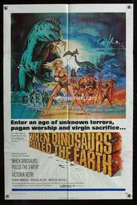 k693 WHEN DINOSAURS RULED THE EARTH one-sheet movie poster '71 sexy savage!