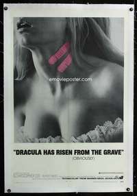 m260 DRACULA HAS RISEN FROM THE GRAVE linen one-sheet movie poster '69 sexy!