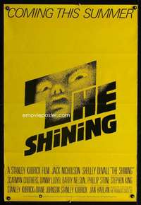 m067 SHINING advance English one-sheet movie poster '80 King, Stanley Kubrick