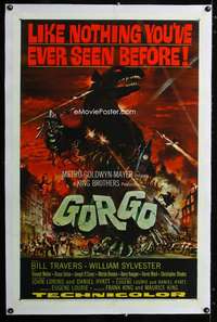 m263 GORGO linen one-sheet movie poster '61 Joseph Smith horror artwork!