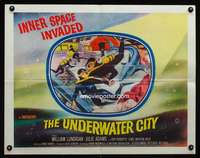 m017 UNDERWATER CITY half-sheet movie poster '61 Lundigan, scuba sci-fi!