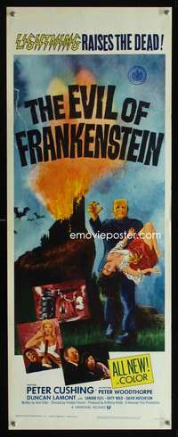 m050 EVIL OF FRANKENSTEIN insert movie poster '64 Cushing, Hammer
