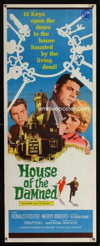 m052 HOUSE OF THE DAMNED insert movie poster '63 wild wacky horror!