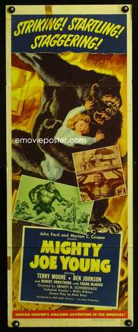 m055 MIGHTY JOE YOUNG insert movie poster '49 1st Ray Harryhausen!