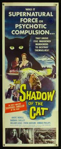 m058 SHADOW OF THE CAT insert movie poster '61 sexy Barbara Shelley!