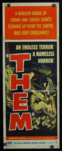 m061 THEM insert movie poster '54 classic horror horde of giant bugs!