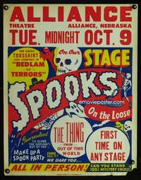 m030 SPOOKS ON THE LOOSE Spook Show jumbo window card movie poster '50s cool!