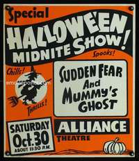 m029 SPECIAL HALLOWEEN MIDNITE SHOW Spook Show jumbo window card movie poster '50s