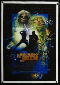 m267 RETURN OF THE JEDI linen Spanish/U.S. int'l style D one-sheet movie poster R97