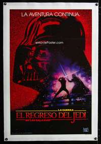m266 RETURN OF THE JEDI linen Spanish/U.S. one-sheet movie poster '83 Revenge!
