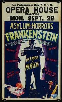 m022 FRANKENSTEIN Spook Show jumbo window card movie poster R53 Boris Karloff