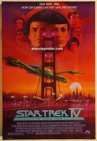 m248 STAR TREK IV one-sheet movie poster '86 Nimoy, Shatner, Bob Peak art!