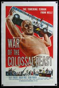 m271 WAR OF THE COLOSSAL BEAST linen one-sheet movie poster '58 Bert I Gordon