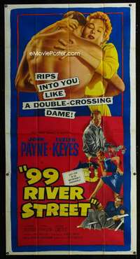 p219 99 RIVER STREET three-sheet movie poster '53 John Payne, Evelyn Keyes