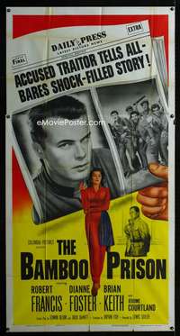p230 BAMBOO PRISON three-sheet movie poster '54 Brian Keith, Korean War!