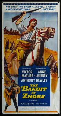 p231 BANDIT OF ZHOBE three-sheet movie poster '59 Victor Mature, Anne Aubrey