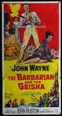 p234 BARBARIAN & THE GEISHA three-sheet movie poster '58 John Wayne, Ando