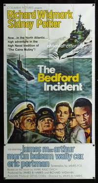p238 BEDFORD INCIDENT three-sheet movie poster '65 Widmark, Sidney Poitier