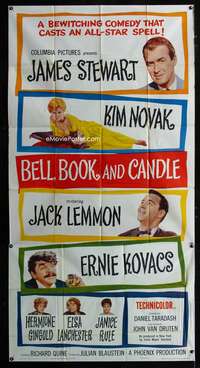 p239 BELL, BOOK & CANDLE three-sheet movie poster '58 James Stewart,Kim Novak