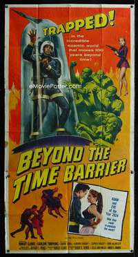 p241 BEYOND THE TIME BARRIER three-sheet movie poster '59 Edgar Ulmer, AIP!