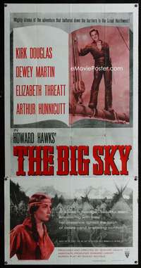 p244 BIG SKY three-sheet movie poster R56 Kirk Douglas, Howard Hawks