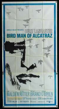 p246 BIRDMAN OF ALCATRAZ three-sheet movie poster '62 Lancaster, Frankenheimer