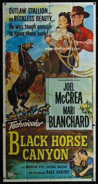 p249 BLACK HORSE CANYON three-sheet movie poster '54 Joel McCrea, Blanchard