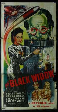 p250 BLACK WIDOW three-sheet movie poster '47 cool sci-fi serial artwork!