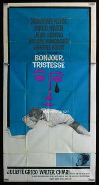 p254 BONJOUR TRISTESSE three-sheet movie poster '58 Preminger, Saul Bass art!