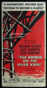 p256 BRIDGE ON THE RIVER KWAI three-sheet movie poster '58 William Holden