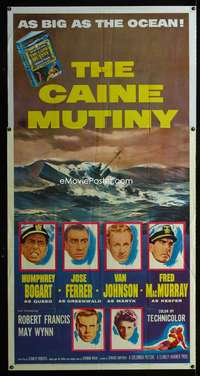 p262 CAINE MUTINY three-sheet movie poster '54 Humphrey Bogart, Ferrer