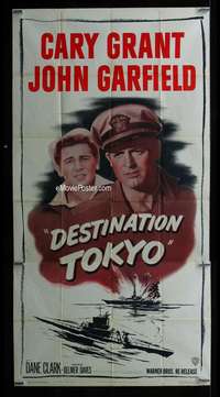 p284 DESTINATION TOKYO three-sheet movie poster R50 Cary Grant, Garfield