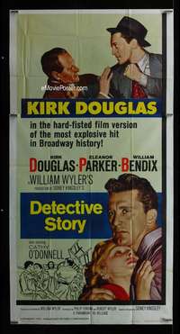 p285 DETECTIVE STORY three-sheet movie poster R60 Kirk Douglas, Parker