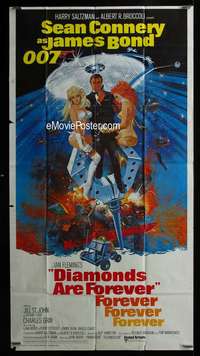 p287 DIAMONDS ARE FOREVER int'l three-sheet movie poster '71 Connery as Bond!