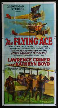 p315 FLYING ACE three-sheet movie poster '26 Norman black cast aviation!