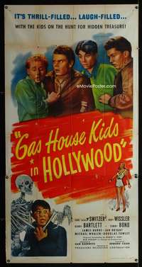 p324 GAS HOUSE KIDS IN HOLLYWOOD three-sheet movie poster '47 Alfalfa Switzer