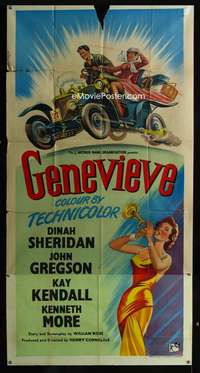 p190 GENEVIEVE English three-sheet movie poster '54 car racing classic!