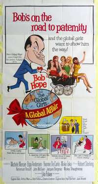 p334 GLOBAL AFFAIR three-sheet movie poster '64 Bob Hope, Yvonne De Carlo