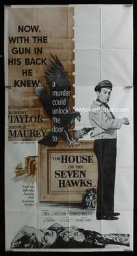 p367 HOUSE OF THE SEVEN HAWKS three-sheet movie poster '59 Robert Taylor