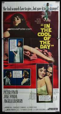p373 IN THE COOL OF THE DAY three-sheet movie poster '63 Jane Fonda, Finch