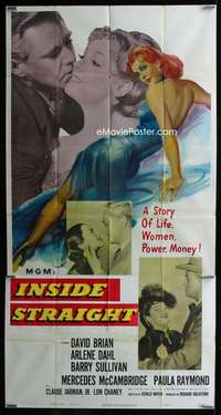 p375 INSIDE STRAIGHT three-sheet movie poster '51 David Brian, Arlene Dahl