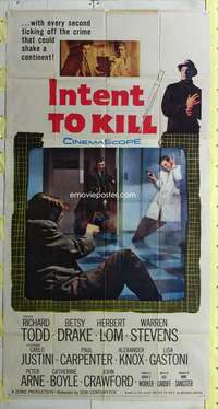 p376 INTENT TO KILL three-sheet movie poster '59 Richard Todd, Betsy Drake
