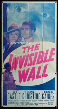 p377 INVISIBLE WALL three-sheet movie poster '47 Don Castle, Christine