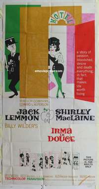 p379 IRMA LA DOUCE three-sheet movie poster '63 Billy Wilder, Jack Lemmon