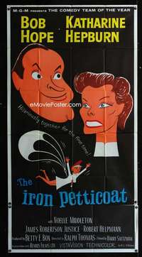 p380 IRON PETTICOAT three-sheet movie poster '56 Bob Hope, Kate Hepburn