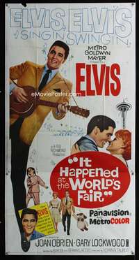 p382 IT HAPPENED AT THE WORLD'S FAIR three-sheet movie poster '63 Elvis!