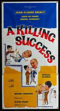 p392 KILLING SUCCESS three-sheet movie poster '63 Brialy, A Killing Success!