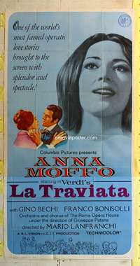 p396 LA TRAVIATA int'l three-sheet movie poster '67 Anna Moffo, Verdi opera!